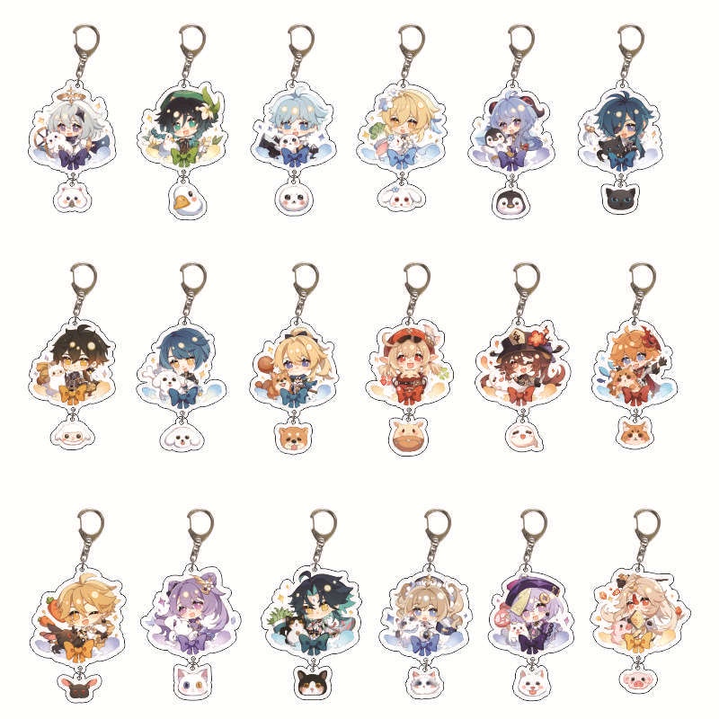 Móc Khóa Acrylic Hình Anime Genshin Impact HuTao Xiao Venti Beelzebul Cho Nam Và Nữ