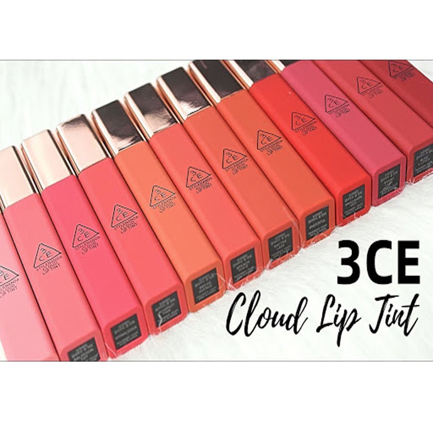 Combo 8 màu Son kem 3CE dòng mới CLOUD LIP TINT , dòng son mà ai cũng yêu thích. Tặng kèm 1 cây chì kẻ mày lâu trôi.