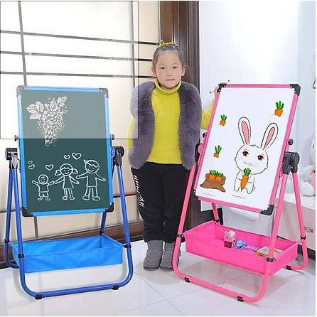 Bảng vẽ trẻ em tặng phấn bút bảng flipchart 2 mặt cho bé, bảng viết bút lông tự xóa, đồ chơi giáo dục thông minh