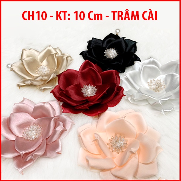 GOTI  - Tag Hoa Trâm Cài Áo Handmade Màu Pastel Nhụy Đính Pha Lê Cao Cấp - Phụ Kiện Trang Trí Váy Đầm Dành Cho Nữ CH10