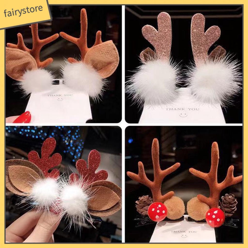 1 Cặp Kẹp Tóc Hình Sừng Hươu Bằng Thép Không Gỉ Dễ Thương