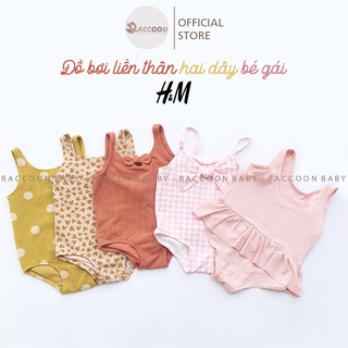 Đồ bơi bé gái liền thân hai dây vải tổ ong cao cấp xuất dư H&M (6m-4y)
