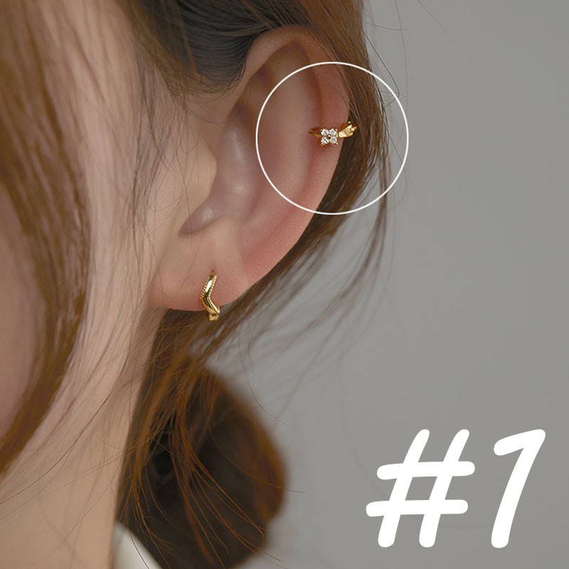 Đôi khuyên tai tròn mạ vàng 24k đính đá thời trang