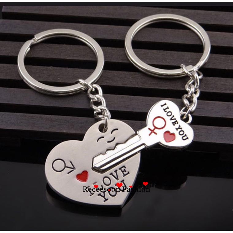 Set 2 móc khóa hình trái tim cho cặp đôi