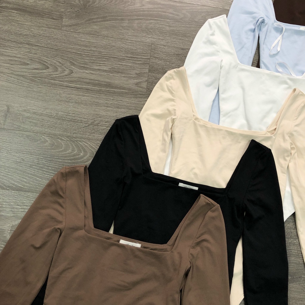 Bodysuit dài tay cổ vuông nữ vnxk jangx Babaton / Chất thun pha spandex / 2 lớp / Nhiều màu | BigBuy360 - bigbuy360.vn