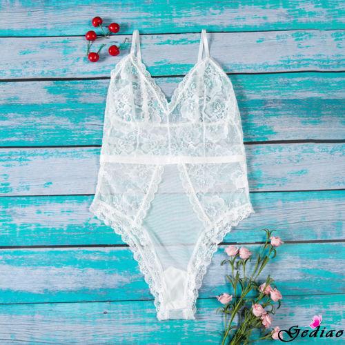 Jumpsuit hai dây ren hoa xuyên thấu quyến rũ cho nữ