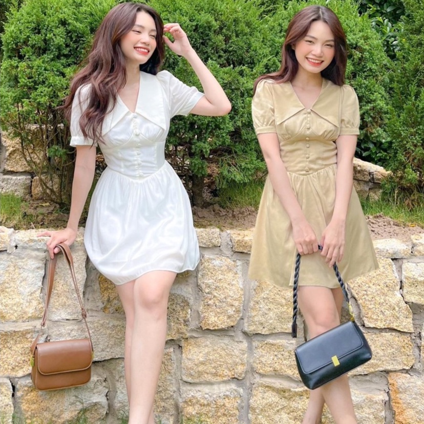 Đầm JAYLA - Đầm cổ trụ nẹp nút