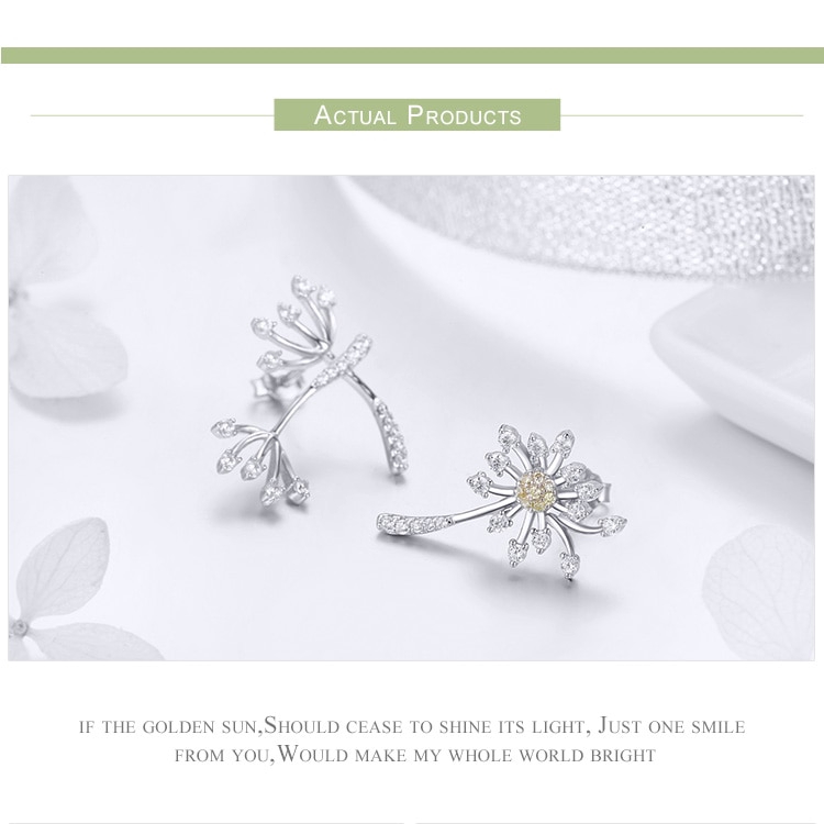 Bông tai Bamoer bằng bạc 925 hình hoa bồ công anh dễ thương