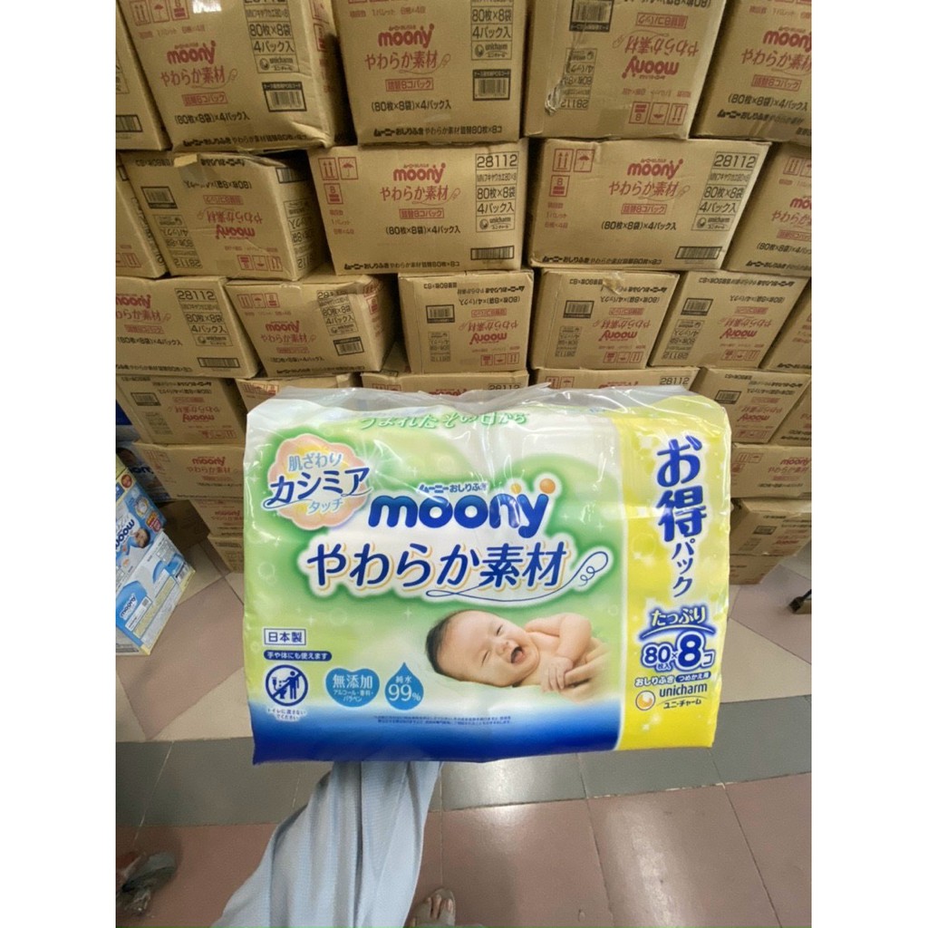 COMBO 8 GÓI GIẤY ƯỚT MOONY NỘI ĐỊA NHẬT