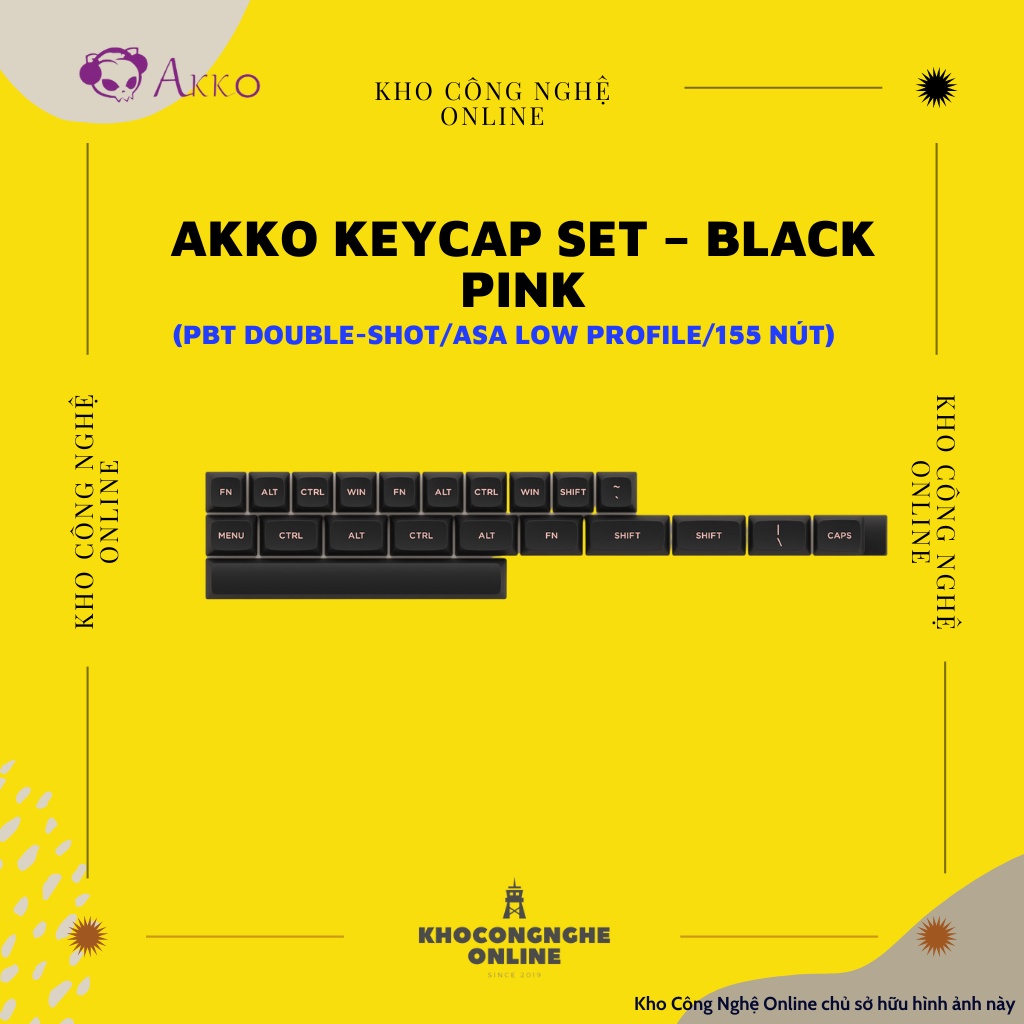 AKKO Keycap set – Black Pink (PBT Double-Shot/ASA Low profile/155 nút)