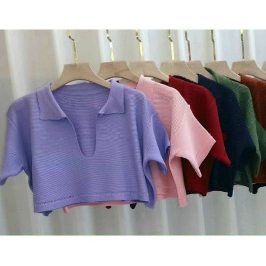 Áo croptop thun phôm rộng tay lỡ cổ V (A15)