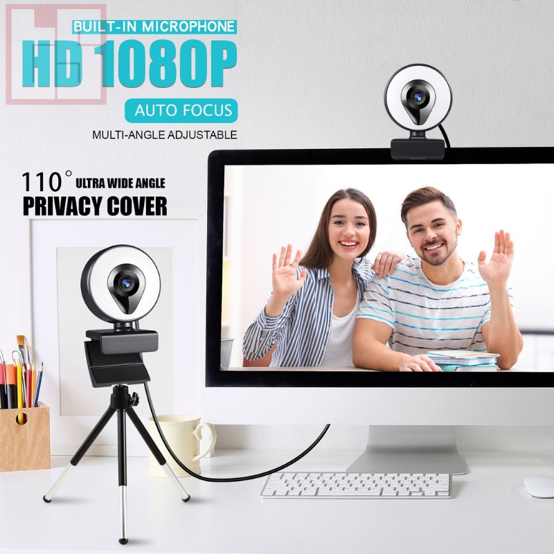 WEBCAM máy tính 4K/ 2K/ Full HD tích hợp đèn LED và micro chống ồn chủ động cao cấp