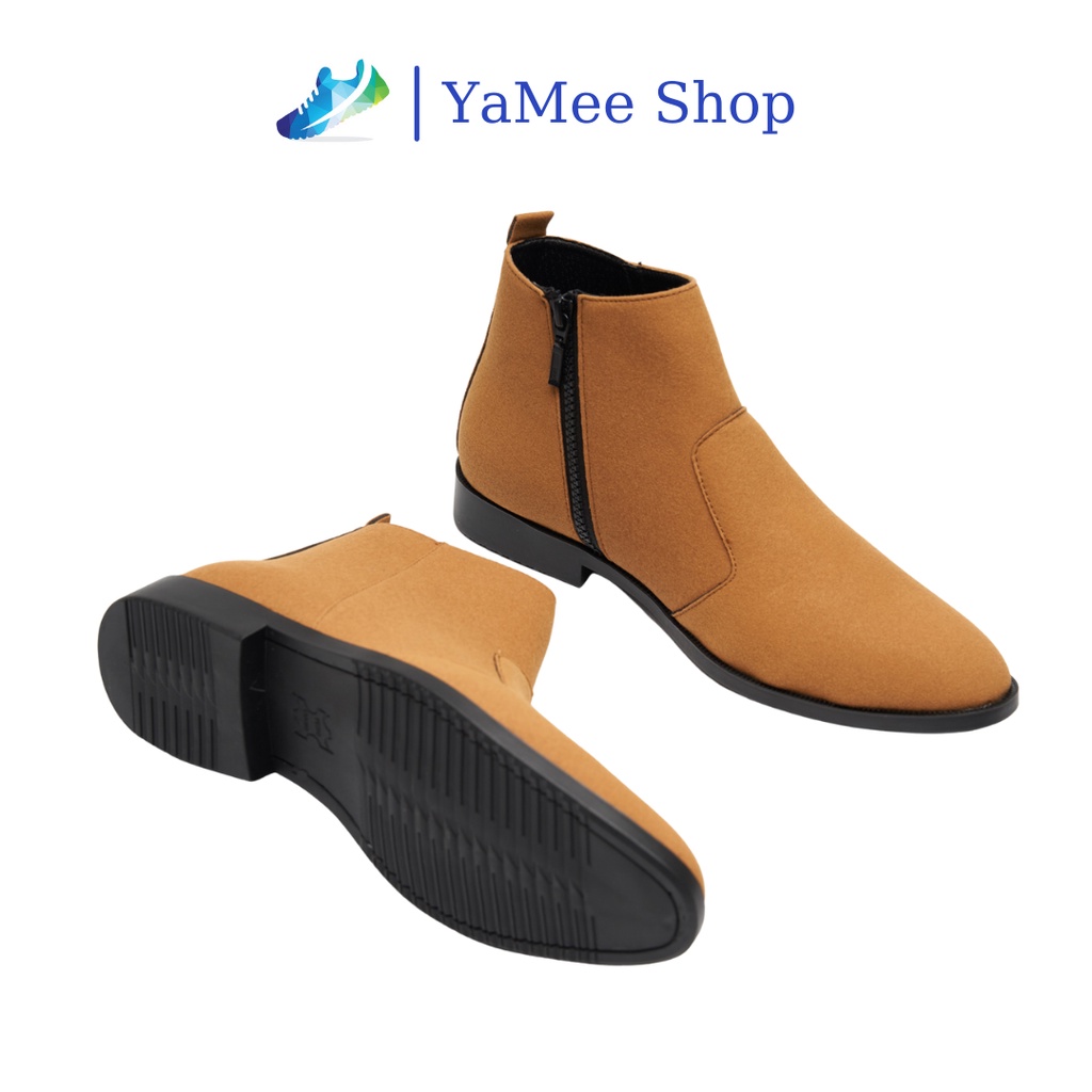 Giày chelsea boots nam da lộn, cổ khóa, đế khâu chắc chắn.