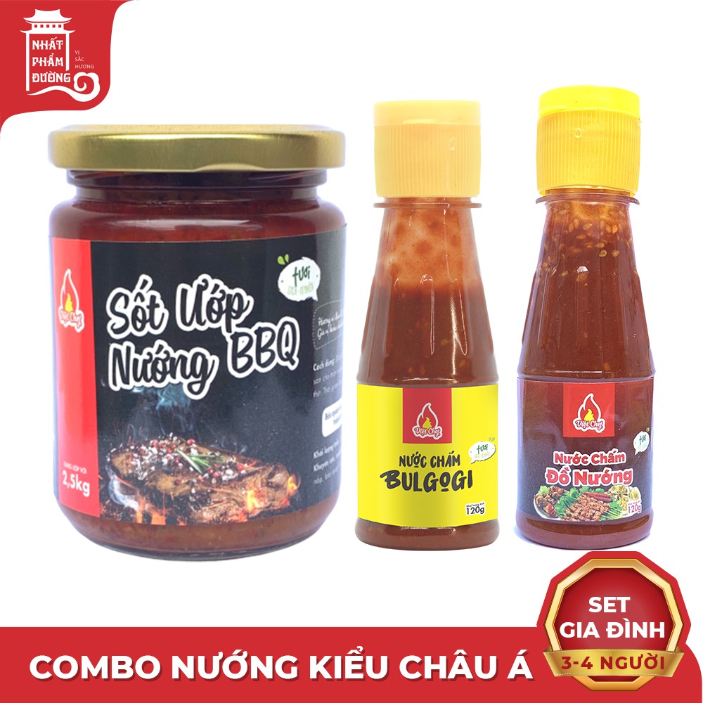 Combo sốt ướp thịt nướng BBQ kèm nước chấm thịt nướng Bulgogi nước chấm Hàn Quốc 120g x 2 chai - Gia vị đồ nướng