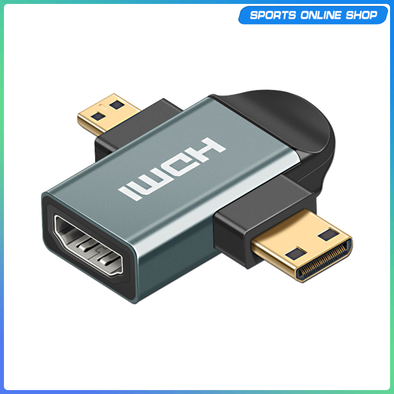 3-in-1 HDMI to Mini/Micro HDMI Adapter, Mini and Micro HDMI Male to HDMI Female Universal T Adapter with Gold-Plated Connectors