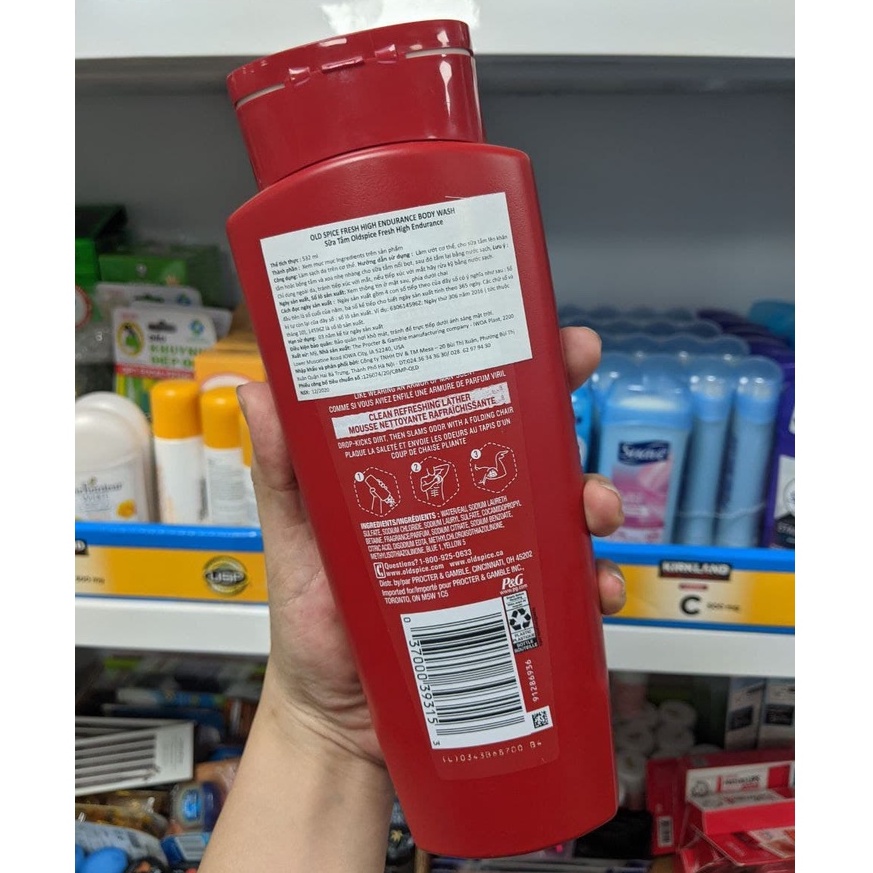 Sữa tắm nam OLD SPICE Fresh High Endurance Body Wash Đỏ Viền Xanh Dương - gel tắm nam 532ml