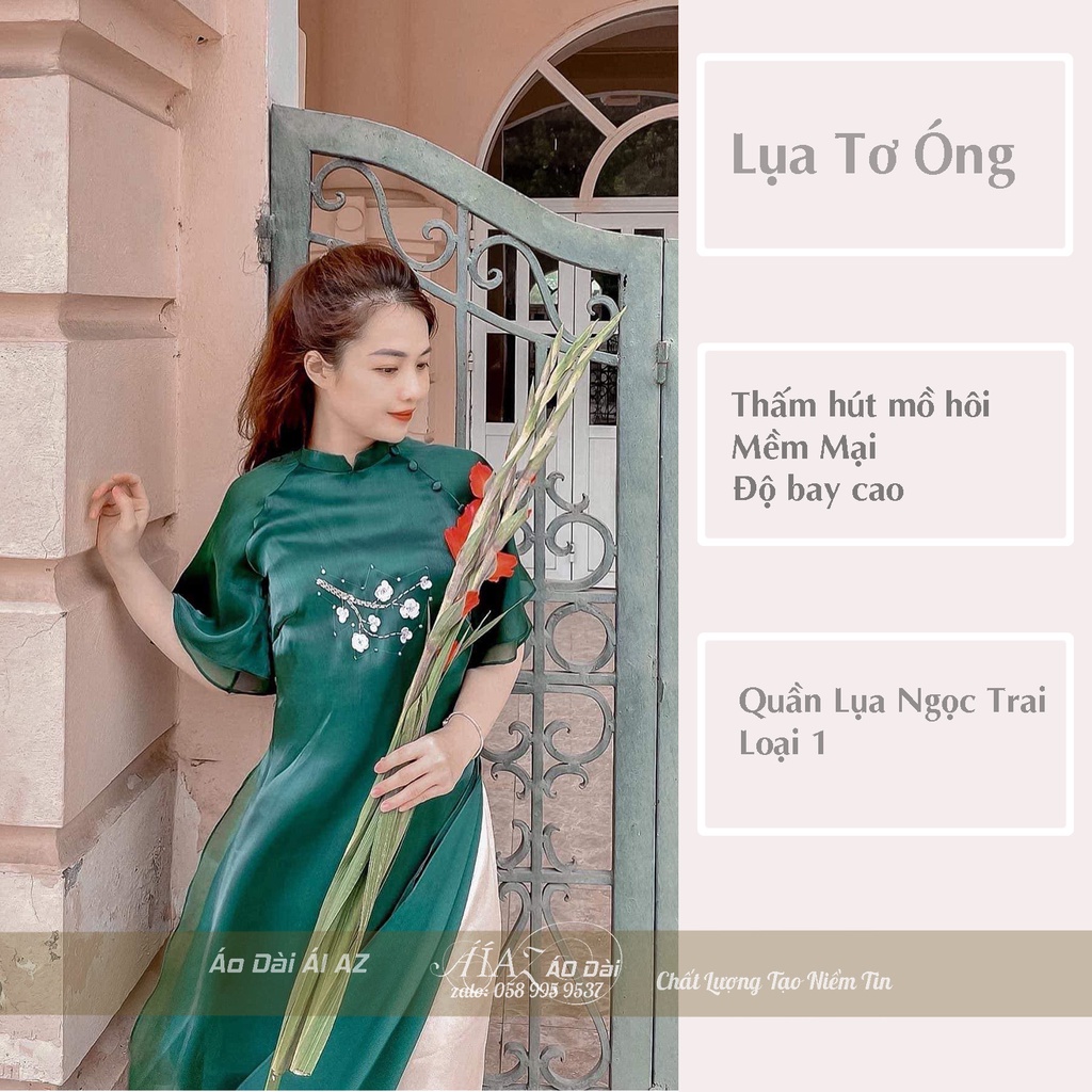 Áo Dài Cách Tân Nữ Dáng Suông Tay Bèo Thêu Cao Cấp MT39