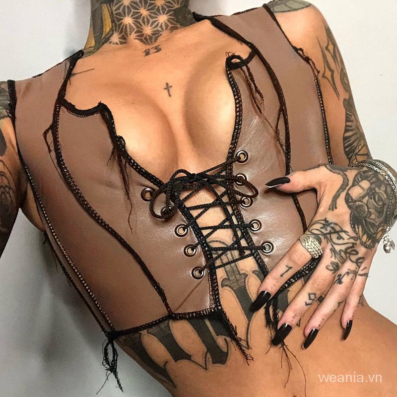 Áo Khoác Da Pu Không Tay Thắt Nơ Phong Cách Đường Phố Gợi Cảm Cho Nữ | BigBuy360 - bigbuy360.vn