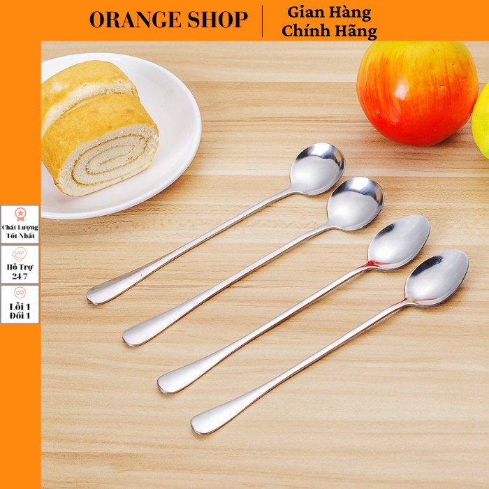 Thìa inox tròn cán dài 19cm thìa inox cán dài phong cách hàn quốc Orange Shop