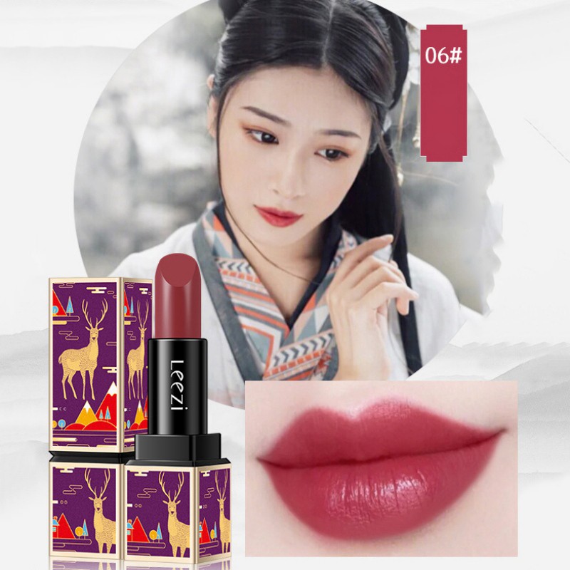 [Hàng mới về] Son lì LEEZI màu sắc mượt mà chống thấm nước chống dính lâu trôi