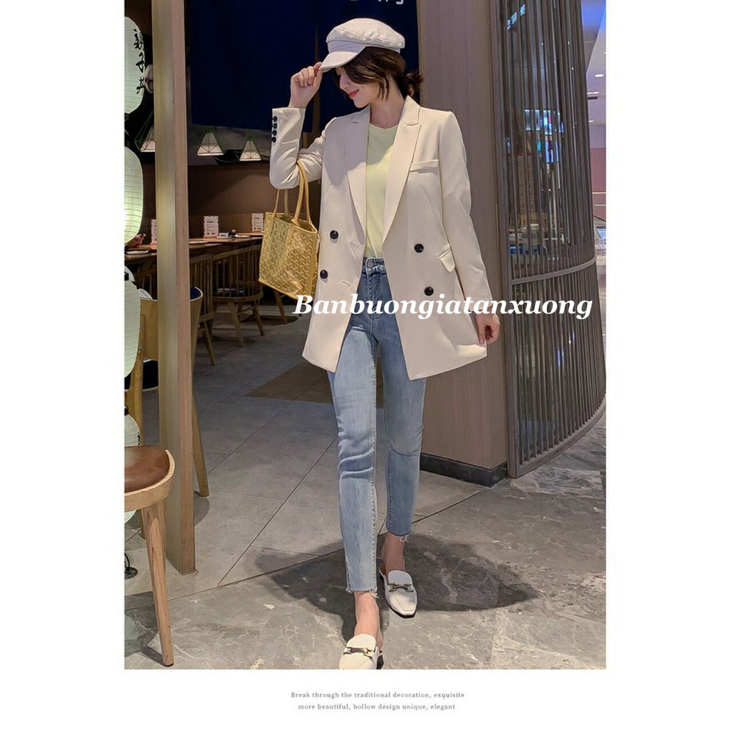 áo vest nữ dáng dài đính khuy tay nhiều màu thanh | BigBuy360 - bigbuy360.vn