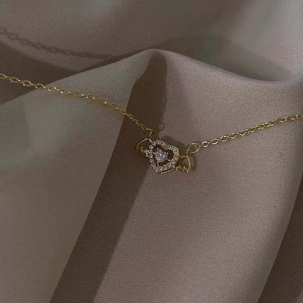 AROMA Vòng cổ Mặt Hình Trái Tim Đính Đá Thời Trang Cho Nữ