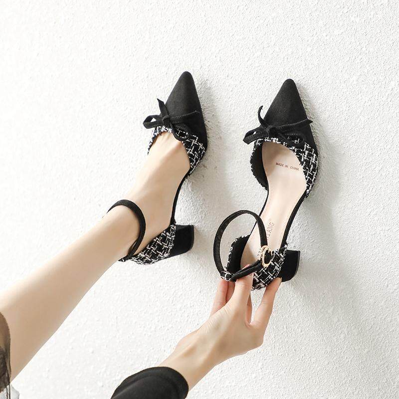 Giày Cao Gót Bít Mũi Phối Nơ Dễ Thương Đế Dày Mũi Nhọn Siêu Hot CG-0592 giaysi.vn