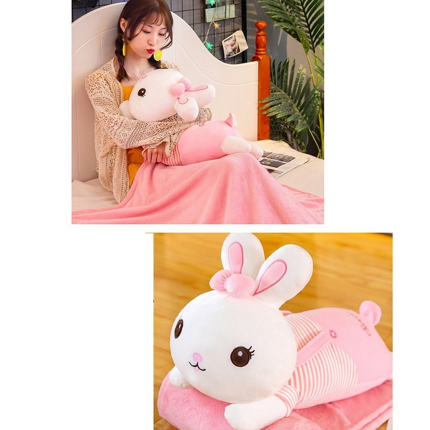 Bộ chăn gối văn phòng hình thú Chăn gối 2 in 1 Gấu bông hình thỏ đáng yêu vừa có gối vừa có chăn ❤️ 𝗚𝗜𝗔𝗗𝗨𝗡𝗚𝗛𝗔𝗡𝗢𝗜𝟯𝟵 ❤️