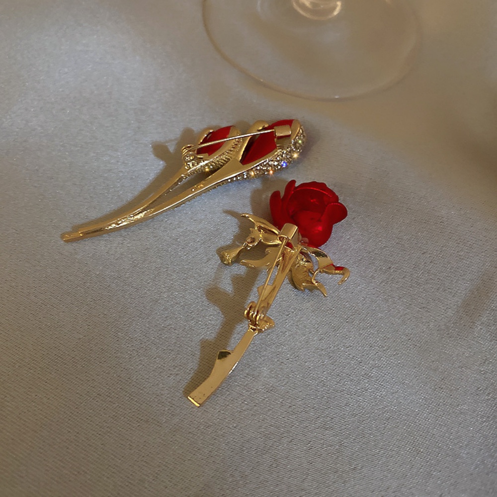 Trâm Cài Áo Hình Hoa Hồng Đính Đá Đơn Giản Thanh Lịch Thời Trang