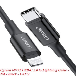 2m cáp usb type c 2.0 ra apple lightning màu đen Ugreen 60752 US171