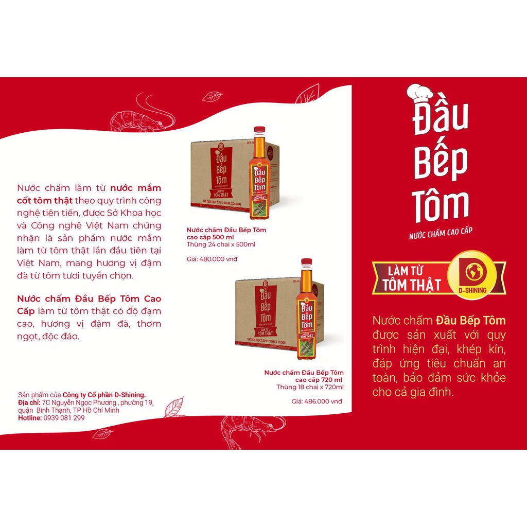 Nước mắm Đầu Bếp Tôm chai 500 ml - 720 ml