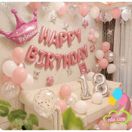 Bộ bóng chữ Happy Birthday 16inch~40cm- kèm dây treo