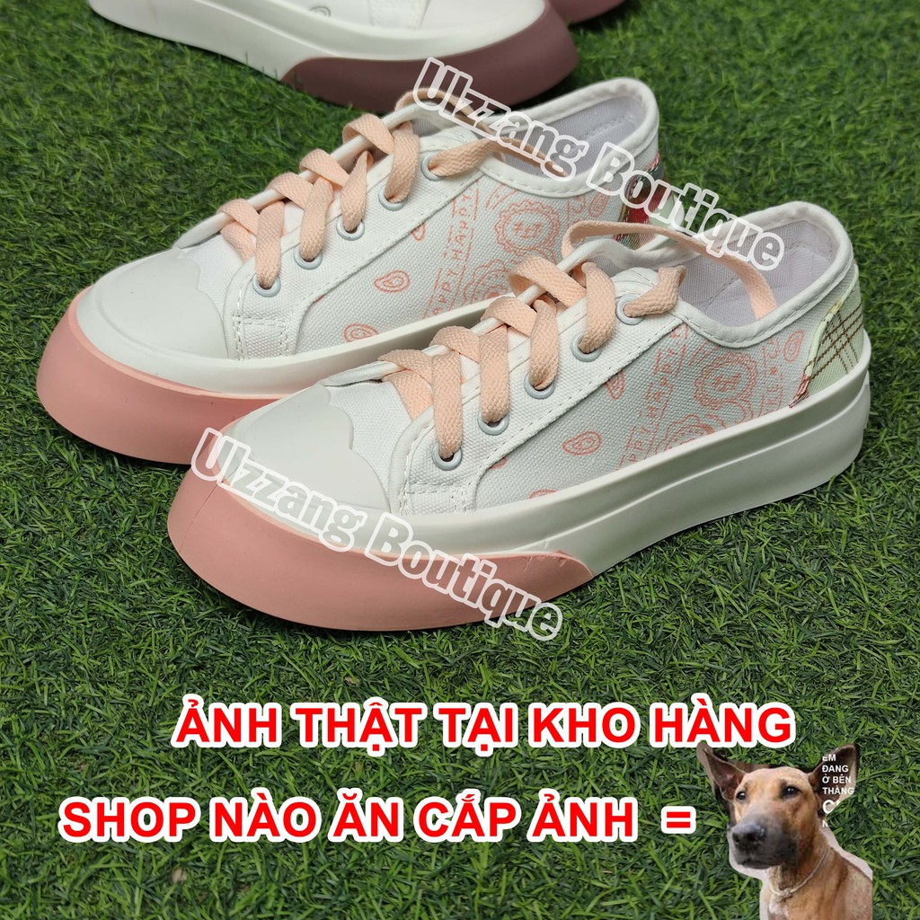 Giày thể thao nữ Ulzzang vintage bata đen trắng bò sữa đế bánh mì độn đế vải canvas conver cute