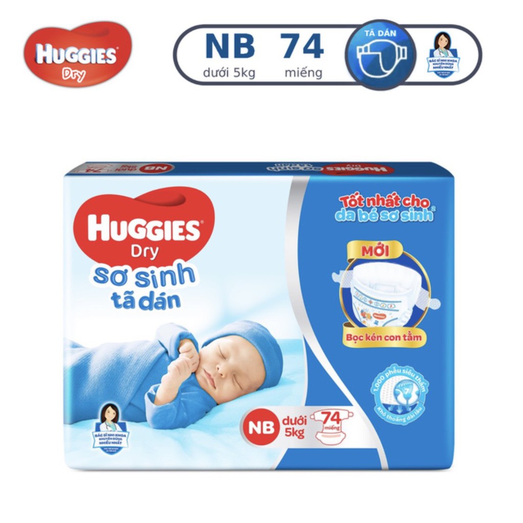  Shop M1 Sữa Tã Dán HUGGIES Size NB 74 (dành cho bé dưới 5kg)