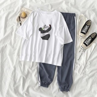 Bộ Jogger Line Phối Thun Unisex Panda S41