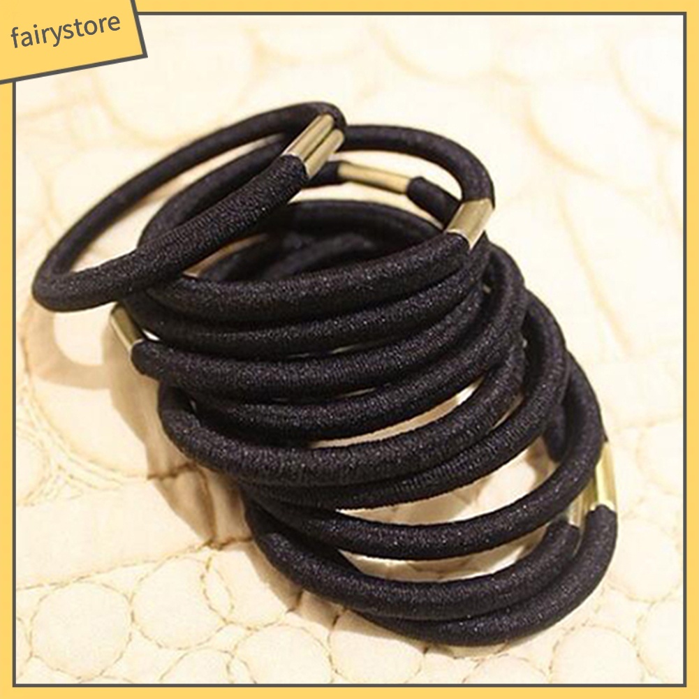 Set 10 dây cột tóc co giãn màu đen cho nữ