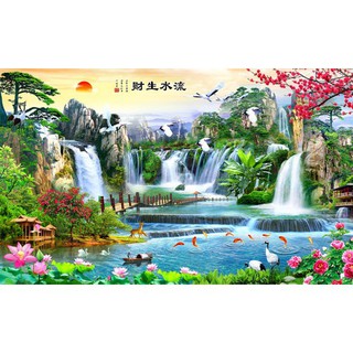 [ Sale sốc] Tranh thêu phong cảnh đẹp khổ lớn 195x85cm