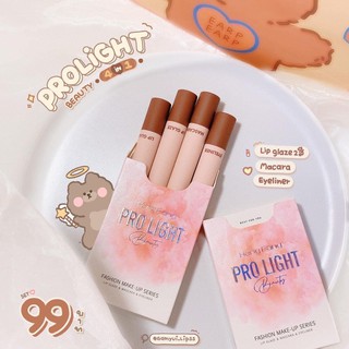 Set Trang Điểm Mắt Môi Pro Light Heng Fang Beauty Fashion Make Up Series 4 Món (Mascara + Kẻ mắt + 2 Son lì)
