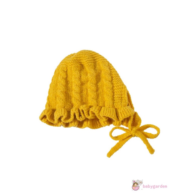 Mũ dệt kim màu trơn mềm mại giữ ấm mùa đông cho bé gái