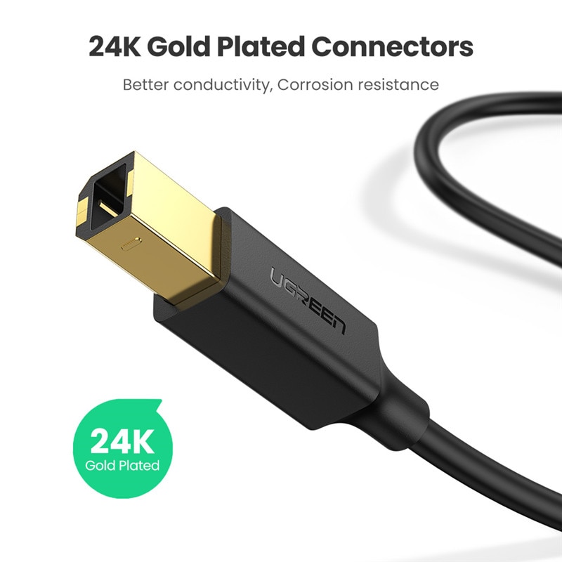 Ugreen Dây Cáp USB 2.0 Loại A Male Sang Type B Male Tốc Độ Cao Cho Máy In Canon Lexmark Epson DAC