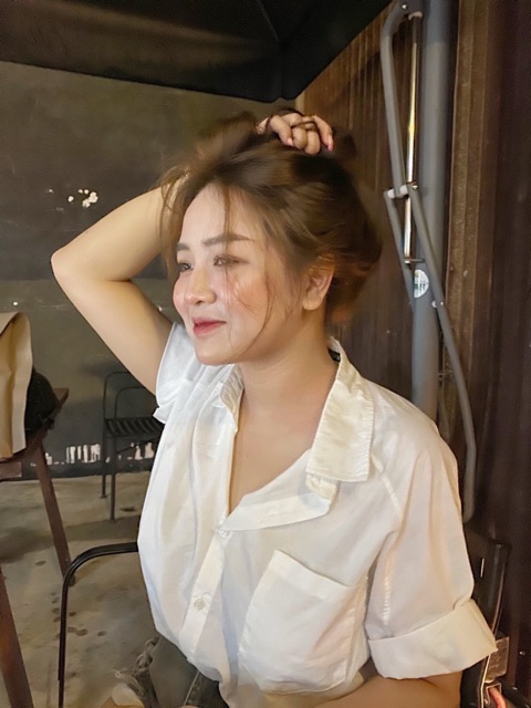 A0033 Áo sơ mi nữ form rộng AUDREY tay lỡ chất thô mát kiểu dáng basic Hàn Quốc