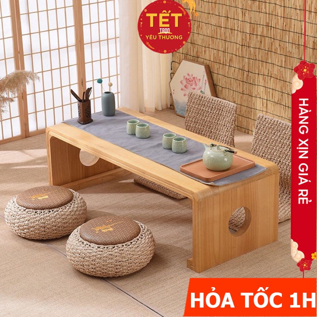 Bàn trà Tatami truyền thống kiểu dáng đẹp - Tặng kèm khăn chải bàn.