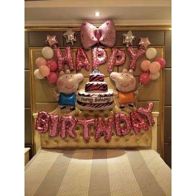 (A01) Set Bóng Trang Trí Sinh Nhật Happy Birthday Heo Peppa - Bóng Bay Trang Trí Sinh Nhật Cho Bé Gái - PRIDI