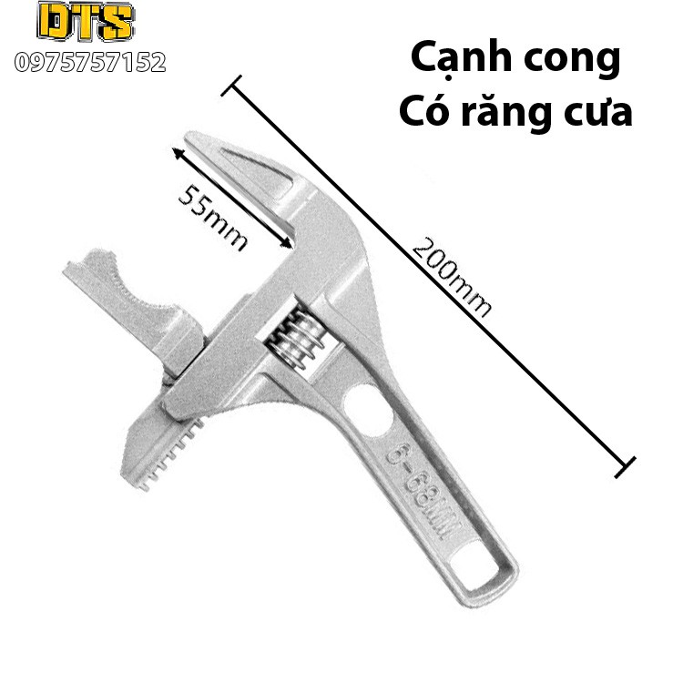 Mỏ lết nhà tắm đa năng đổi đầu cạnh cong vặn ống nước, bồn nước nhà vệ sinh từ 6-68mm, hợp kim nhôm siêu nhẹ siêu cứng