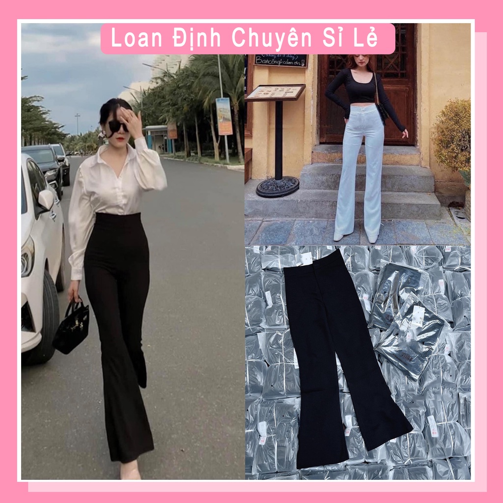 Quần ống loe nữ cạp cao siêu tôn dáng chất tuyết mưa quần legging nữ ống rộng