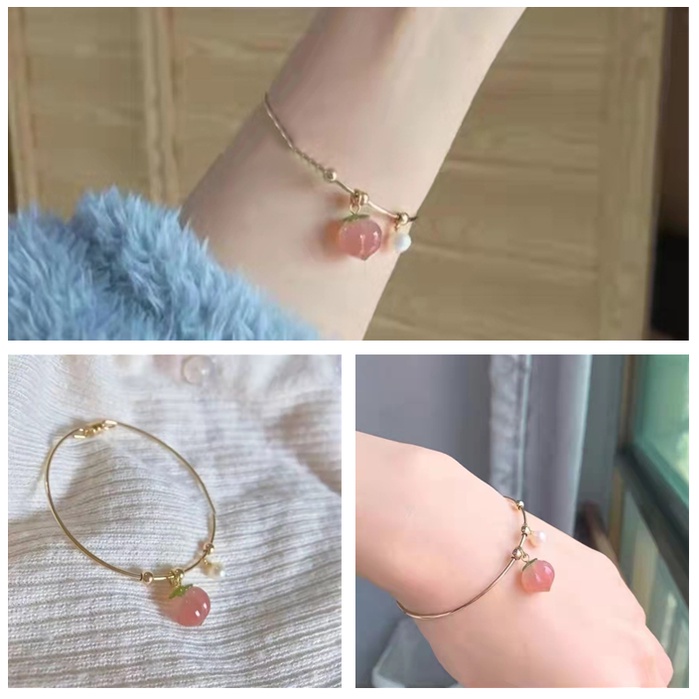 Vòng Đeo Tay Hình Quả Đào Thiết Kế Đơn Giản Ngọt Ngào Cho Nữ