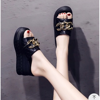 Dép đế xuồng da quai xích-dép bánh mì quai phối xích hottt✨✨✨