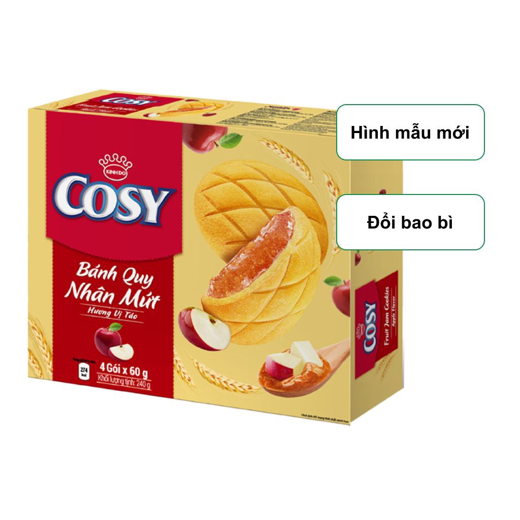 Bánh quy ngọt Cosy nhân mứt thơm / mứt dâu / Táo hộp 240g