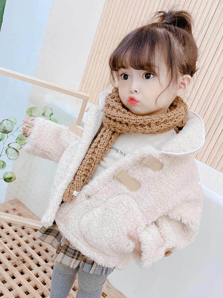 Áo Khoác Lông Cừu Một Mảnh Phong Cách Hàn Quốc Thời Trang Thu Đông Cho Bé Gái