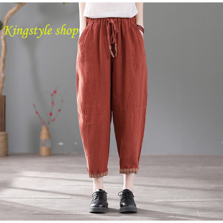 Quần Baggy Đũi Xước Nữ Lưng Thun Thời Trang Ống Rộng Giá Tốt Nhất Kingstyle shop
